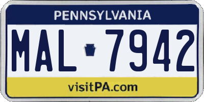 PA license plate MAL7942