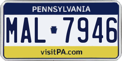 PA license plate MAL7946