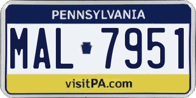 PA license plate MAL7951