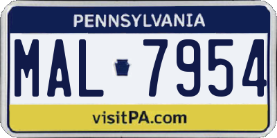 PA license plate MAL7954