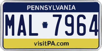 PA license plate MAL7964
