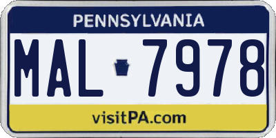 PA license plate MAL7978