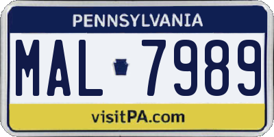 PA license plate MAL7989