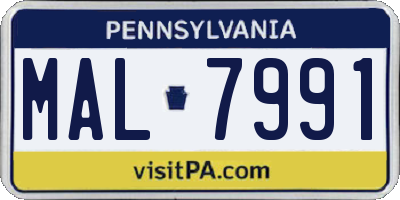 PA license plate MAL7991