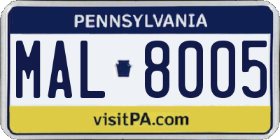 PA license plate MAL8005