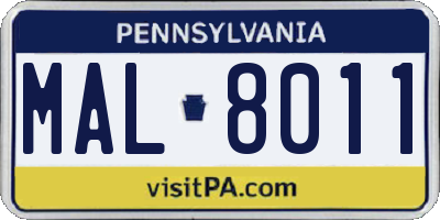 PA license plate MAL8011