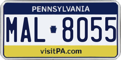 PA license plate MAL8055