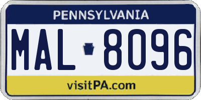 PA license plate MAL8096