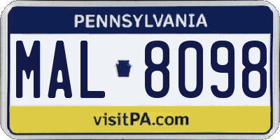 PA license plate MAL8098