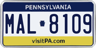 PA license plate MAL8109