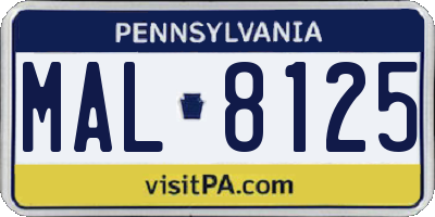 PA license plate MAL8125