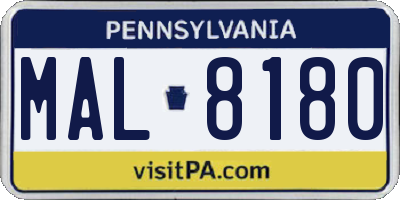 PA license plate MAL8180