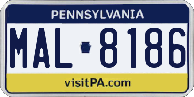 PA license plate MAL8186