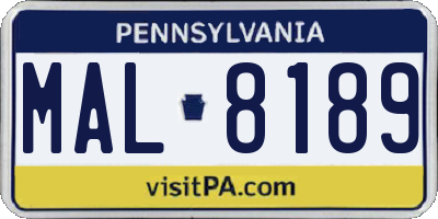 PA license plate MAL8189