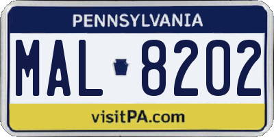 PA license plate MAL8202