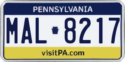 PA license plate MAL8217