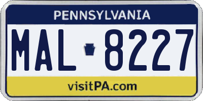 PA license plate MAL8227