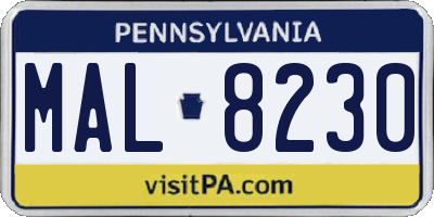 PA license plate MAL8230