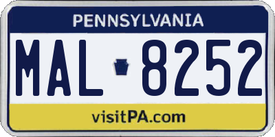 PA license plate MAL8252