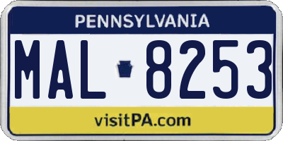 PA license plate MAL8253