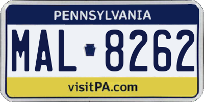 PA license plate MAL8262