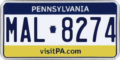 PA license plate MAL8274