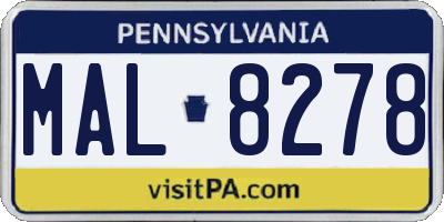PA license plate MAL8278