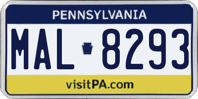 PA license plate MAL8293