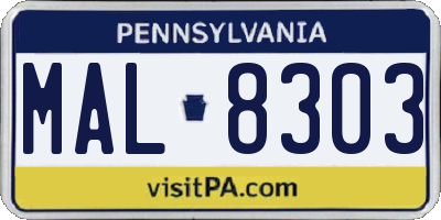 PA license plate MAL8303