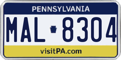 PA license plate MAL8304