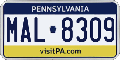 PA license plate MAL8309