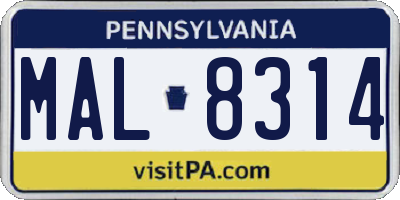 PA license plate MAL8314