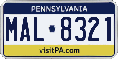 PA license plate MAL8321
