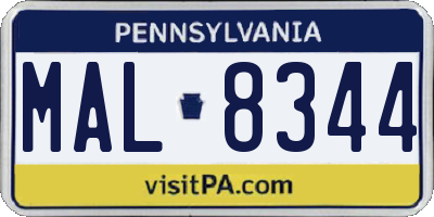PA license plate MAL8344