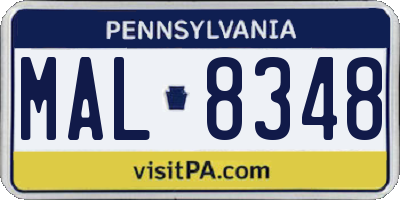 PA license plate MAL8348