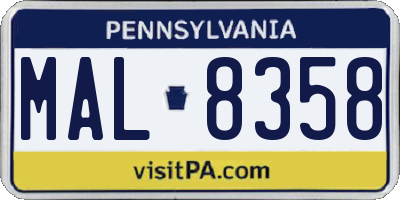 PA license plate MAL8358