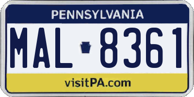 PA license plate MAL8361