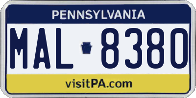 PA license plate MAL8380