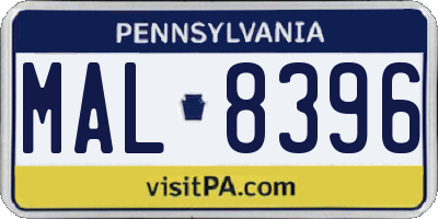 PA license plate MAL8396