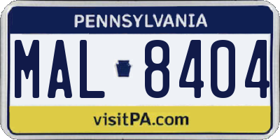 PA license plate MAL8404