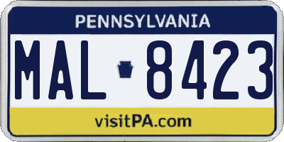 PA license plate MAL8423