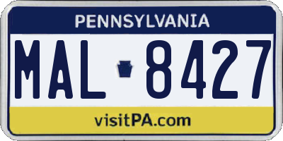 PA license plate MAL8427