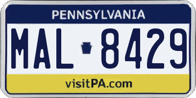 PA license plate MAL8429