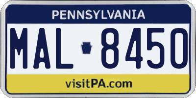 PA license plate MAL8450