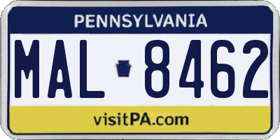 PA license plate MAL8462
