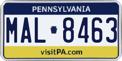PA license plate MAL8463