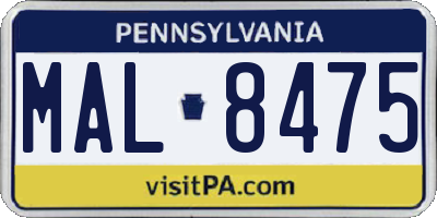 PA license plate MAL8475
