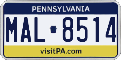 PA license plate MAL8514
