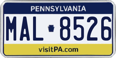 PA license plate MAL8526