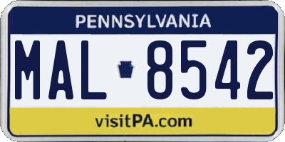 PA license plate MAL8542